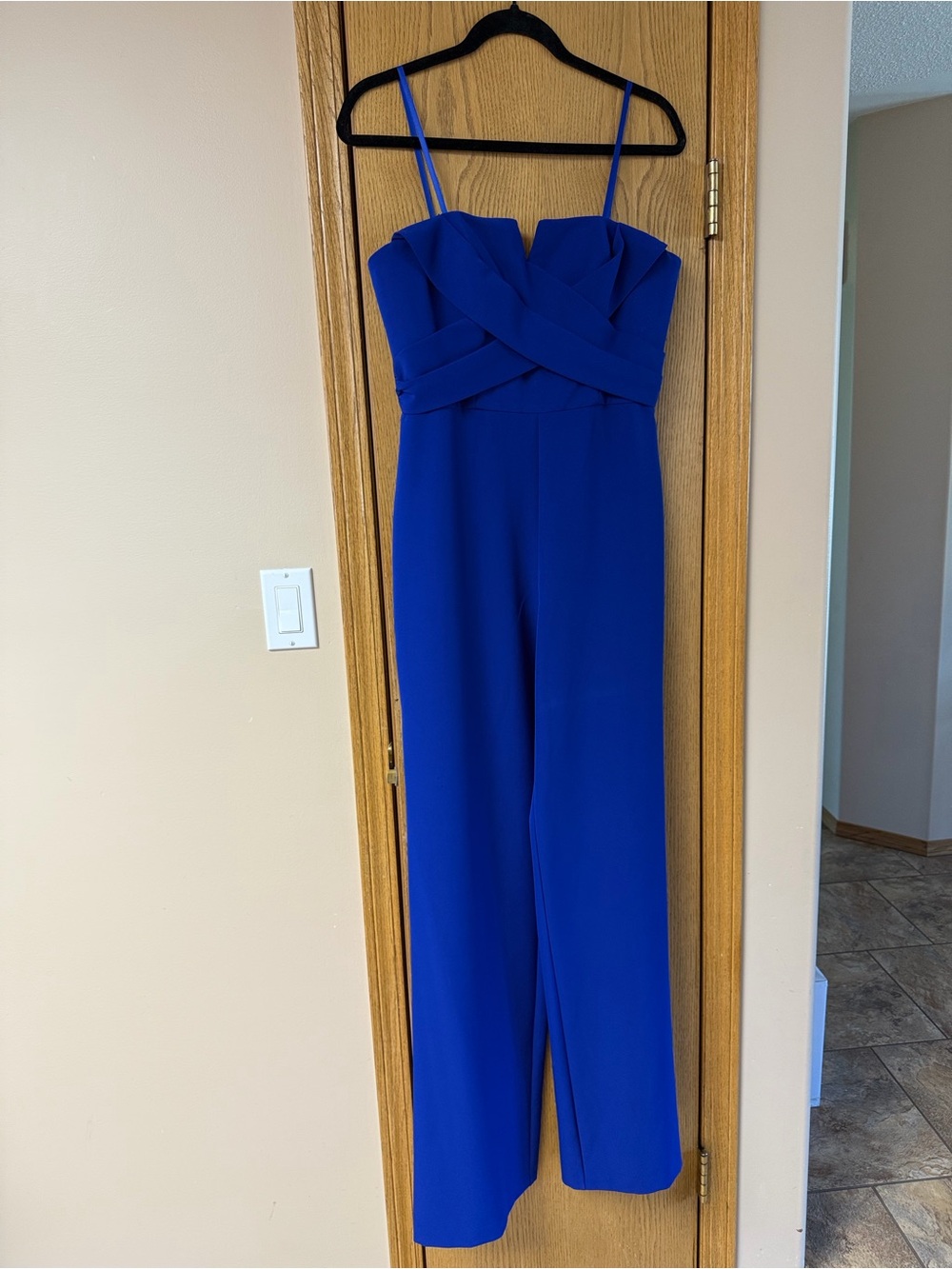 Cobalt Blue Spaghetti-Strap Wide-Leg Jumpsuit